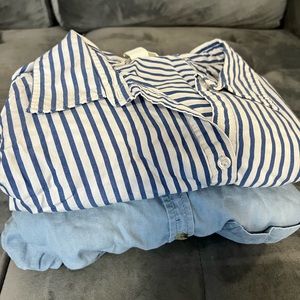 Two button down maternity shirts